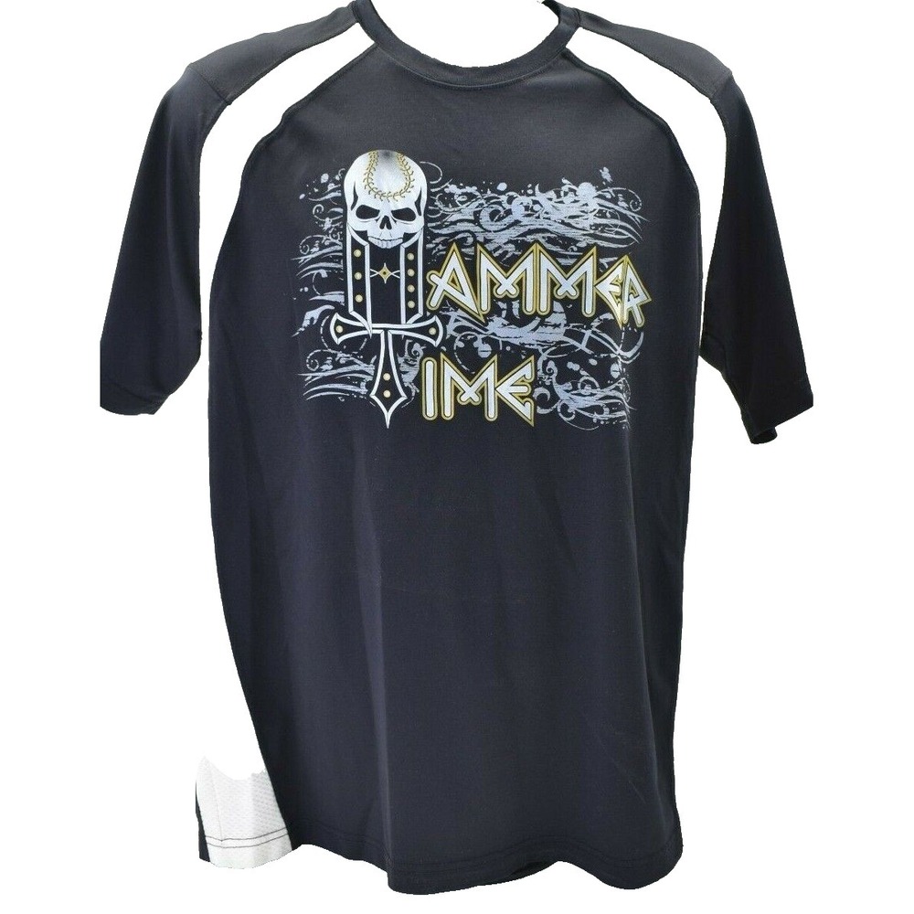 Sport-Tek Men's Large T-Shirt Hammer Time Baseball Skull Graphic Tee Port Author